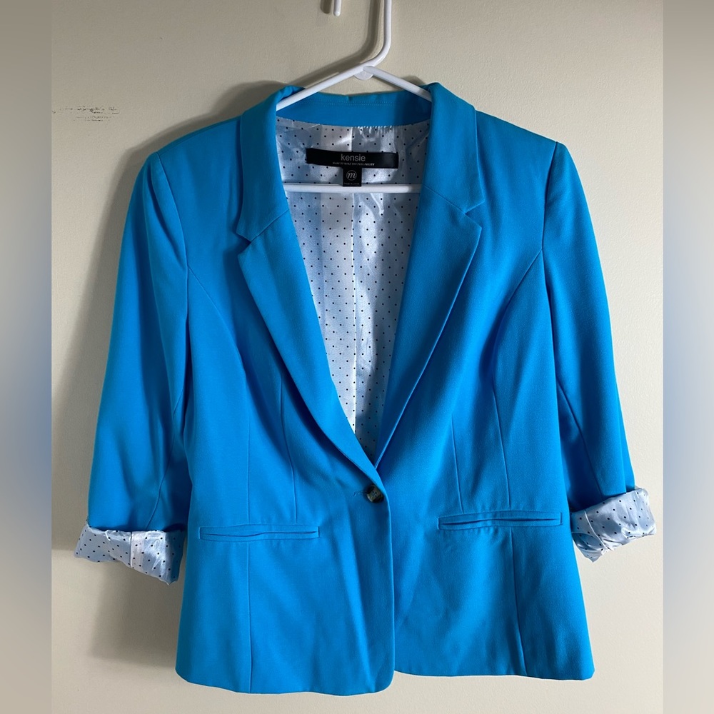 Kensie Blazer with Polka Dot Lining - Baby Blue (Size M)